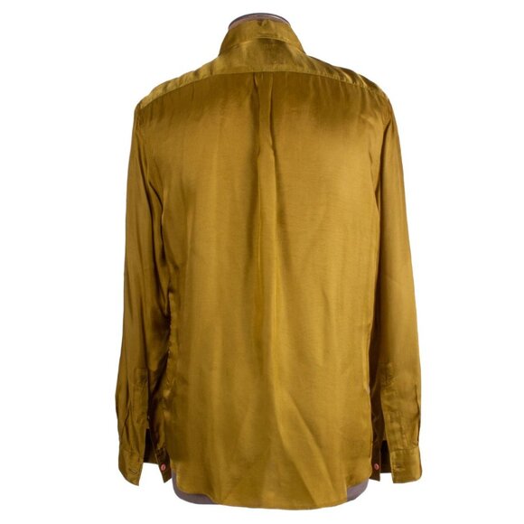 ACNE STUDIOS Gold Cupro Button Up Shirt - Picture 4 of 6